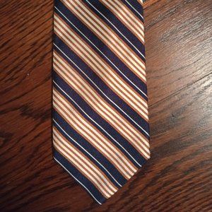 Chaps by Ralph Lauren Striped Rep Tie in Navy, Tan, and White Stripes